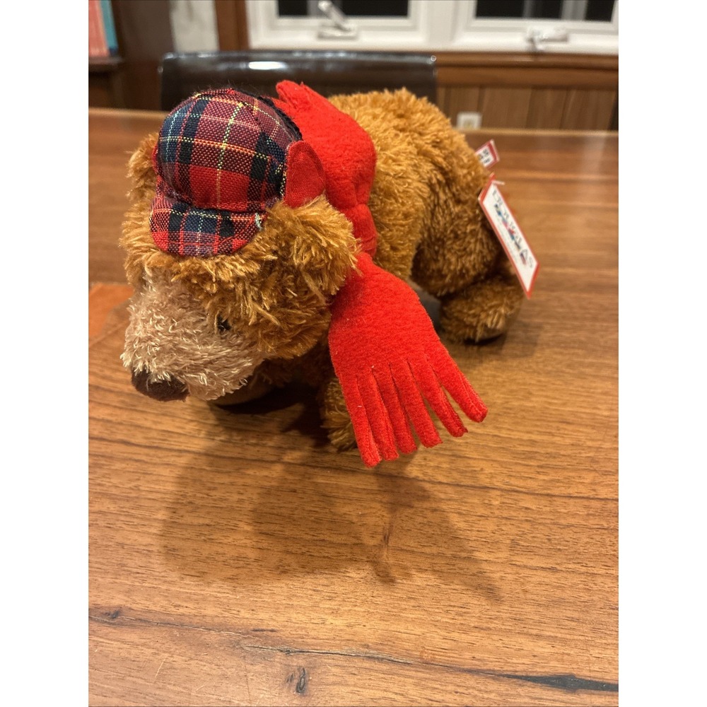 Douglas Brown Bear Rare Nos w tags rare w hat and scarf 8"